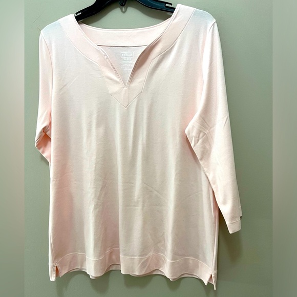 L.L. Bean Tops - LL Bean Casual Light Pink 3/4 Sleeve T-Shirt Ladies XL Pull Over Cotton Top
